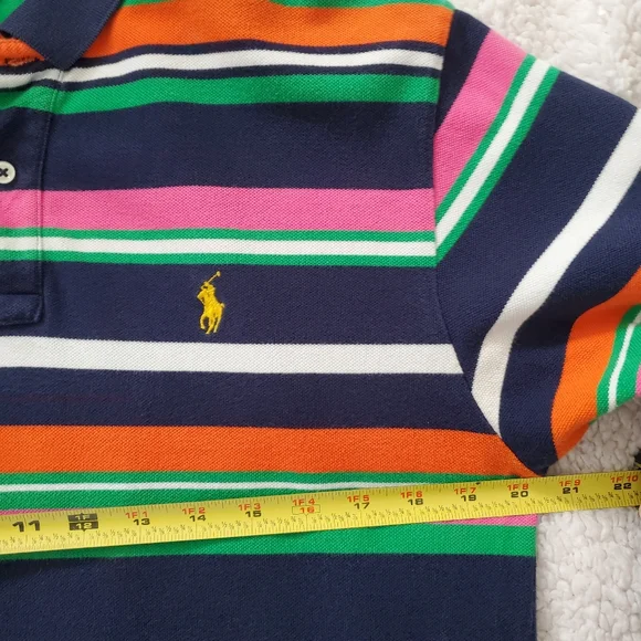 POLO RALPH LAUREN Vtg Y2K Multicolor Striped Polo M - Picture 5 of 6